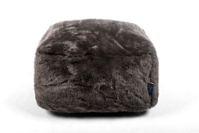 Littens Charcoal Grey Plush Faux Fur Square Footstool Ottoman Pouffe Bean Bag 45Cm X 45Cm X 25Cm - image 1