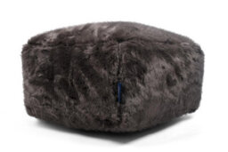 Littens Charcoal Grey Plush Faux Fur Square Footstool Ottoman Pouffe Bean Bag 45Cm X 45Cm X 25Cm - thumbnail 3