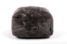 Littens Charcoal Grey Plush Faux Fur Square Footstool Ottoman Pouffe Bean Bag 45Cm X 45Cm X 25Cm