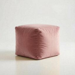 Kosi Atelier Kosiatelier Bean Bag Velvet Footstool Ottomona Cube Pouf Chair Pouffe, Polystyrene Beads Filled - English Rose, 45Cm X 45Cm X 45Cm - thumbnail 4