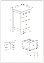 Core Products Nairn White 2 Drawer Petite Bedside Cabinet - Compact Solid Wood Bedroom Storage 56 X 35 X 32Cm - thumbnail 6