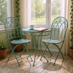 Minster Garden Bistro Set - Metal - Blue - thumbnail 3