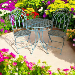Minster Garden Bistro Set - Metal - Blue - thumbnail 2