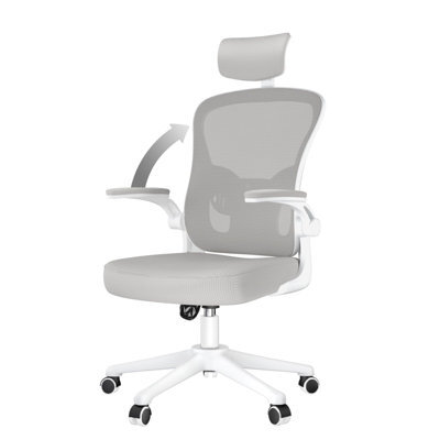 Onemill Office Desk Chair With Flip-Up Armrest, Adjustable Headrest And Lumbar Support Or Home And Office-Grey - image 1