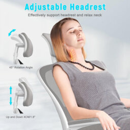 Onemill Office Desk Chair With Flip-Up Armrest, Adjustable Headrest And Lumbar Support Or Home And Office-Grey - thumbnail 8