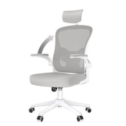 Onemill Office Desk Chair With Flip-Up Armrest, Adjustable Headrest And Lumbar Support Or Home And Office-Grey - thumbnail 1
