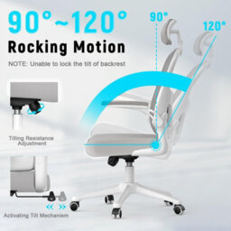 Onemill Office Desk Chair With Flip-Up Armrest, Adjustable Headrest And Lumbar Support Or Home And Office-Grey - thumbnail 5