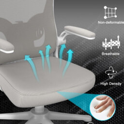 Onemill Office Desk Chair With Flip-Up Armrest, Adjustable Headrest And Lumbar Support Or Home And Office-Grey - thumbnail 7