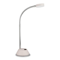 Luminosa Lighting Luminosa Tobias Table Lamp 1 Light 3W Led 3000K, 300Lm, Matt White/frosted Acrylic/polished Chrome