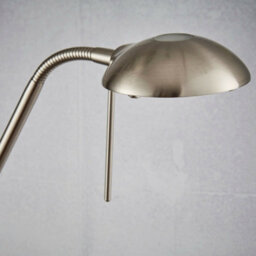 Mother & Child Floor Lamp Satin Chrome Tall Twin Light Dimmer Flexible Reading - thumbnail 4