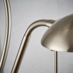 Mother & Child Floor Lamp Satin Chrome Tall Twin Light Dimmer Flexible Reading - thumbnail 5