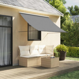 Walplus Retractable Awning Garden Sun Shade Canopy Gazebo For Back Door, Porch, Patio Anthracite 200X150 Cm Fabric And Steel