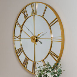 Chic Interiors Extra Large Gold Mirrored Wall Clock 120Cm - thumbnail 2