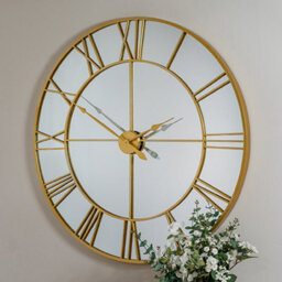Chic Interiors Extra Large Gold Mirrored Wall Clock 120Cm