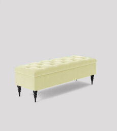 180Cm Safar Ottoman Bench With Storage And Turned Wooden Legs- Plush Velvet Shoes Bench - Cream Chesterfield Storage Bench - thumbnail 1