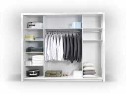 Arte White Gloss Mirrored Sliding Wardrobe 258Cm - Ultra-Spacious Luxury With Led Lighting - thumbnail 2