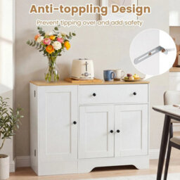 105 Cm Modern Sideboard With 3 Doors Drawer And Shelves - thumbnail 5