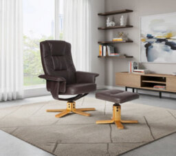 Alphason Drake Recliner + Footstool In Faux Leather Brown - thumbnail 4