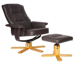 Alphason Drake Recliner + Footstool In Faux Leather Brown - thumbnail 3