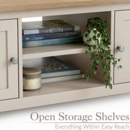 Christow Coffee Table Oak-Effect Top Cupboards & Shelves Pebble H40Cm X W115Cm X D60Cm - thumbnail 3