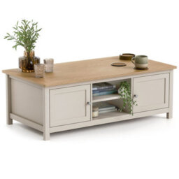 Christow Coffee Table Oak-Effect Top Cupboards & Shelves Pebble H40Cm X W115Cm X D60Cm