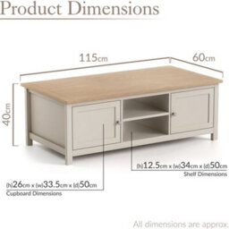 Christow Coffee Table Oak-Effect Top Cupboards & Shelves Pebble H40Cm X W115Cm X D60Cm - thumbnail 6