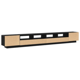 Berkfield Tv Stand With Led Lights - Black Oak - 300X35X40 Cm - Made From Engineered Wood - thumbnail 9
