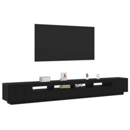 Berkfield Tv Stand With Led Lights - Black Oak - 300X35X40 Cm - Made From Engineered Wood - thumbnail 3
