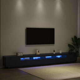 Berkfield Tv Stand With Led Lights - Black Oak - 300X35X40 Cm - Made From Engineered Wood - thumbnail 4