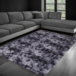 Aspire Homeware Non Slip Tie Dye Grey Shaggy Rug Soft Fluffy Washable, Living Area And Bedroom Rug, (L)170Cm X (W)120Cm - thumbnail 1