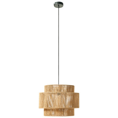 Wyld And Coco Astrahome Natural Paper Rope Pendant Lamp Matte Black Base Boho Style For Dining Room, 40Cm X 87Cm - image 1