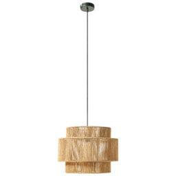 Wyld And Coco Astrahome Natural Paper Rope Pendant Lamp Matte Black Base Boho Style For Dining Room, 40Cm X 87Cm - thumbnail 1