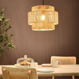 Wyld And Coco Astrahome Natural Paper Rope Pendant Lamp Matte Black Base Boho Style For Dining Room, 40Cm X 87Cm - thumbnail 2