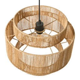 Wyld And Coco Astrahome Natural Paper Rope Pendant Lamp Matte Black Base Boho Style For Dining Room, 40Cm X 87Cm - thumbnail 5
