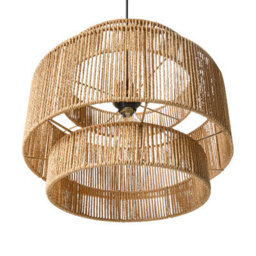 Wyld And Coco Astrahome Natural Paper Rope Pendant Lamp Matte Black Base Boho Style For Dining Room, 40Cm X 87Cm - thumbnail 6