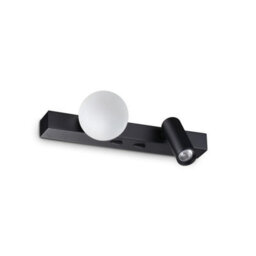 Ideal Lux Luminosa Ping Pong Reading Wall Light Black 3000K - thumbnail 1