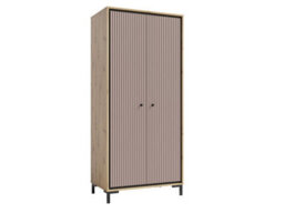 Arte Parii Pink 2 Door Wardrobe - Chic Hinged Bedroom Cupboard With Shelves, Rail & Black Legs W89 X H196 X D54Cm - thumbnail 1