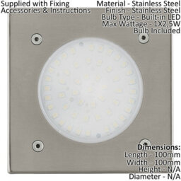 Ip67 Outdoor Recessed Ground Light Stainless Steel Square 2.5W Built In Led - thumbnail 2