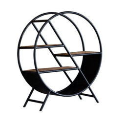 Wyld Haus Toivakka Industrial Round Bookcase 3 Shelves Reclaimed Wood - thumbnail 2