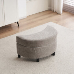 Abrihome Chenille Swivel Armchair With 3 Back Cushion Pillow Ottoman Crescent Stool  - thumbnail 7