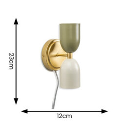 Valuelights Tate Pair Of - Plug In Gold Up & Down Easy Fit Wall Lights With Khaki / Cream Shades - thumbnail 5