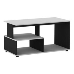 Urbn-Living Urbnliving 80Cm Height White & Black Wooden Side Coffee Table With Storage Shelves Tv Stand - thumbnail 3