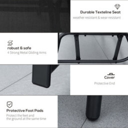 Outsunny Double Glider Companion Rocking Chairs Loveseat Garden Table Black - thumbnail 5
