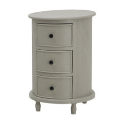 Wyld Haus Thuy Grey Wood Half Moon 3 Drawer Round Side Table, Matt Finish, 450X660X450mm - thumbnail 4