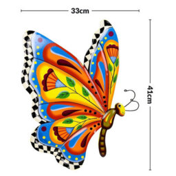 Handcrafted Metal Butterfly Wall Art - 16.5 Inch Talavera Style Celestial Sculpture For Indoor And Outdoor Décor - thumbnail 7