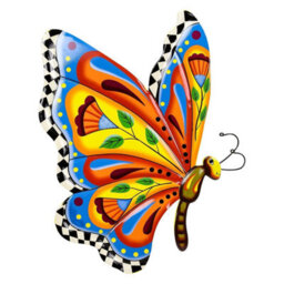 Handcrafted Metal Butterfly Wall Art - 16.5 Inch Talavera Style Celestial Sculpture For Indoor And Outdoor Décor - thumbnail 1