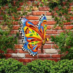 Handcrafted Metal Butterfly Wall Art - 16.5 Inch Talavera Style Celestial Sculpture For Indoor And Outdoor Décor - thumbnail 5