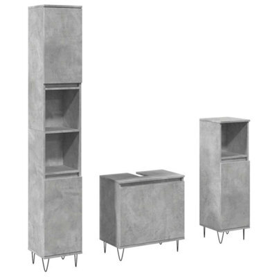 Berkfield Durable 3 Piece Bathroom Furniture Set Concrete Grey Engineered Wood - image 1