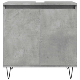 Berkfield Durable 3 Piece Bathroom Furniture Set Concrete Grey Engineered Wood - thumbnail 9