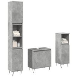 Berkfield Durable 3 Piece Bathroom Furniture Set Concrete Grey Engineered Wood - thumbnail 2